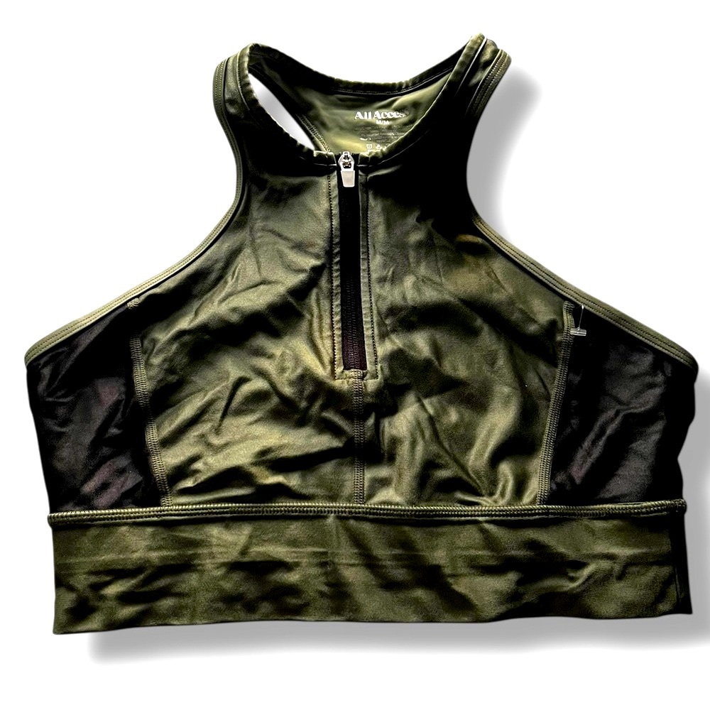 All Access Zip Front Shine Sports Bra Top Size M - Picture 2 of 9